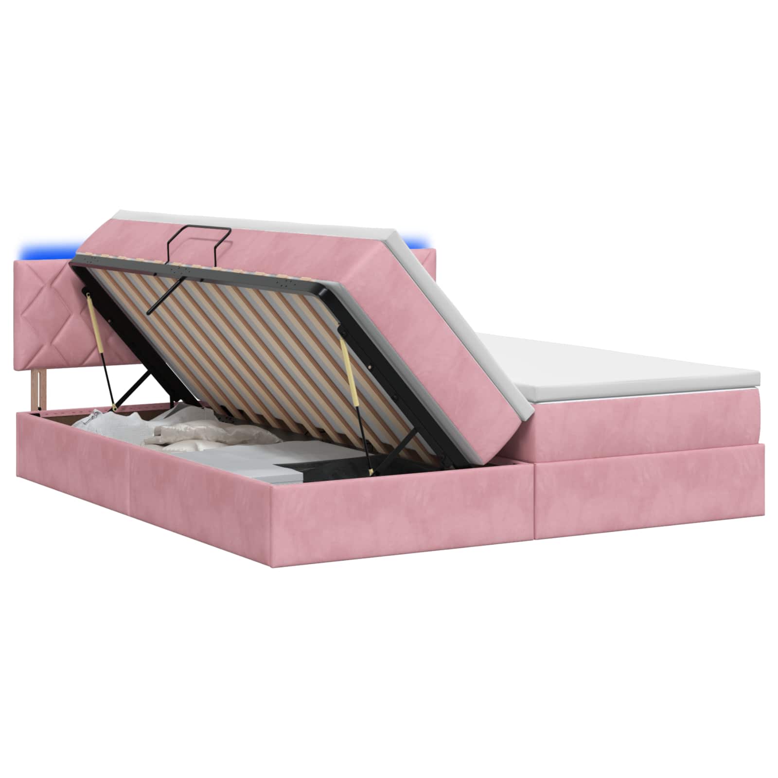 LED Opslagbed met Matras Roze 180 x 200 cm Fluweel