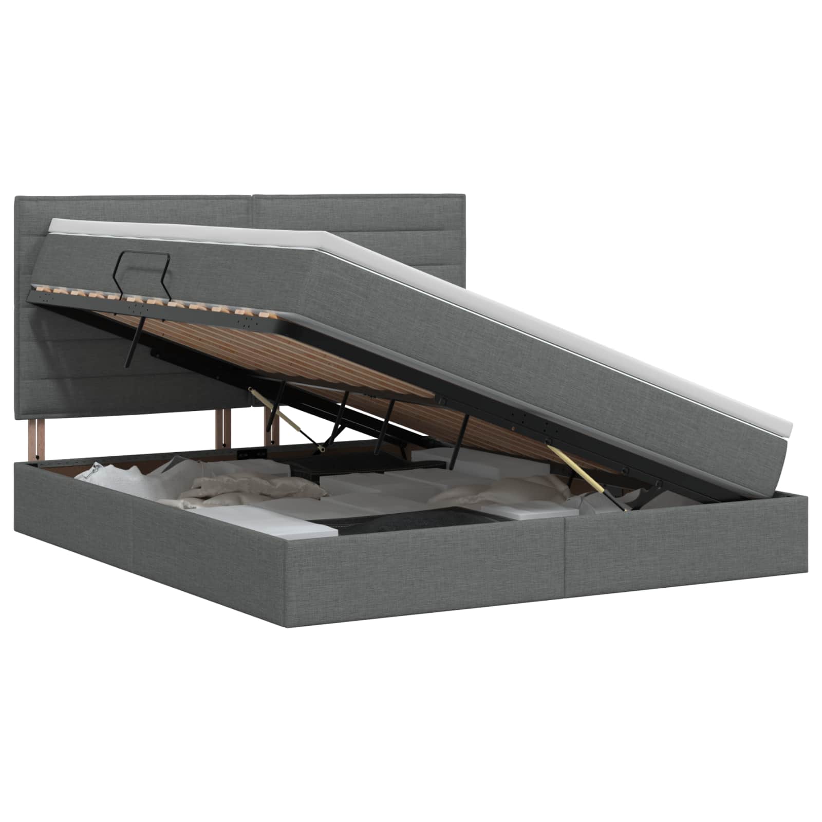 Opslag bed met matras met opslag Donkergrijs 140 x 200 cm Stof – afbeelding 1