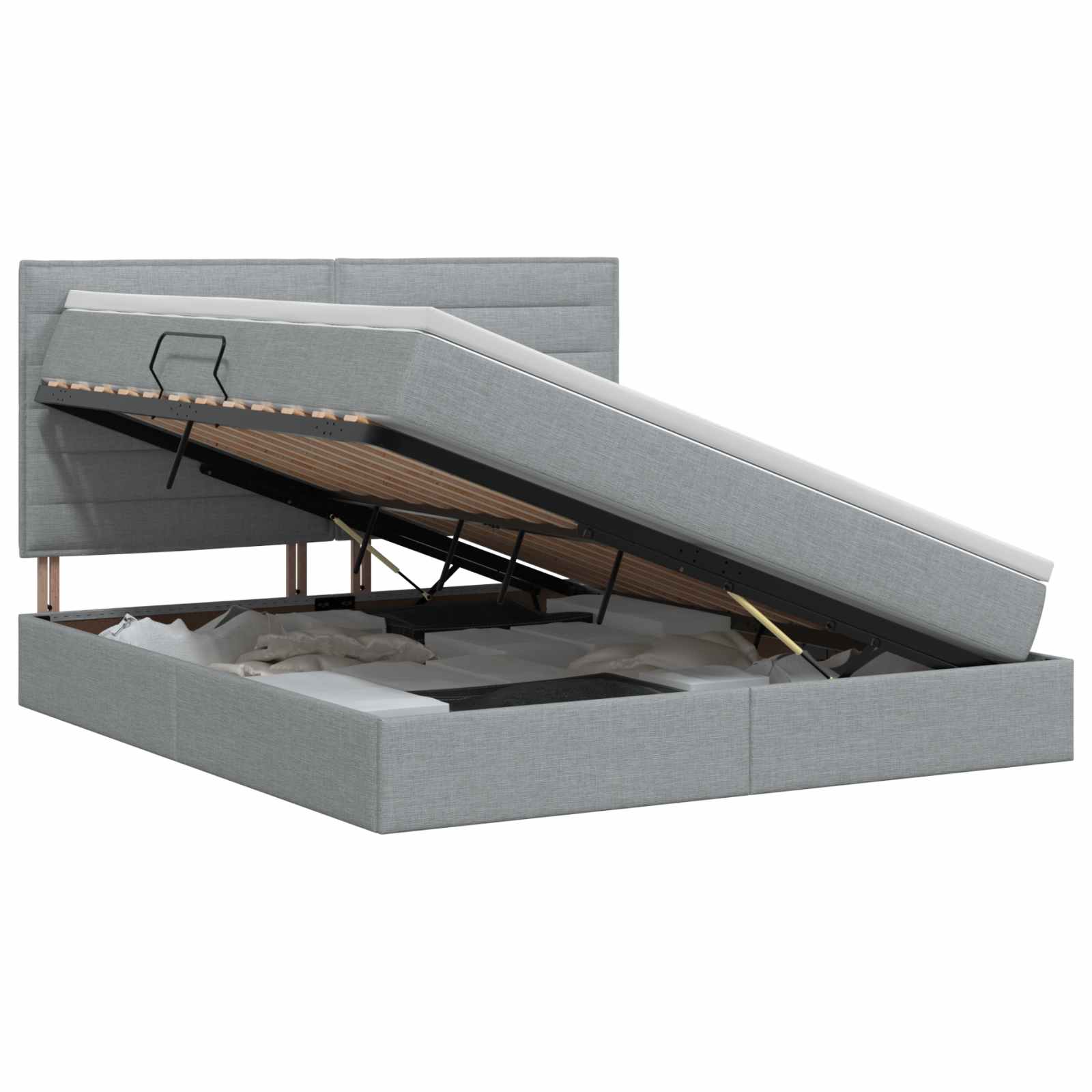 Opslag bed met matras met opslag Lichtgrijs 160 x 200 cm Stof – afbeelding 1