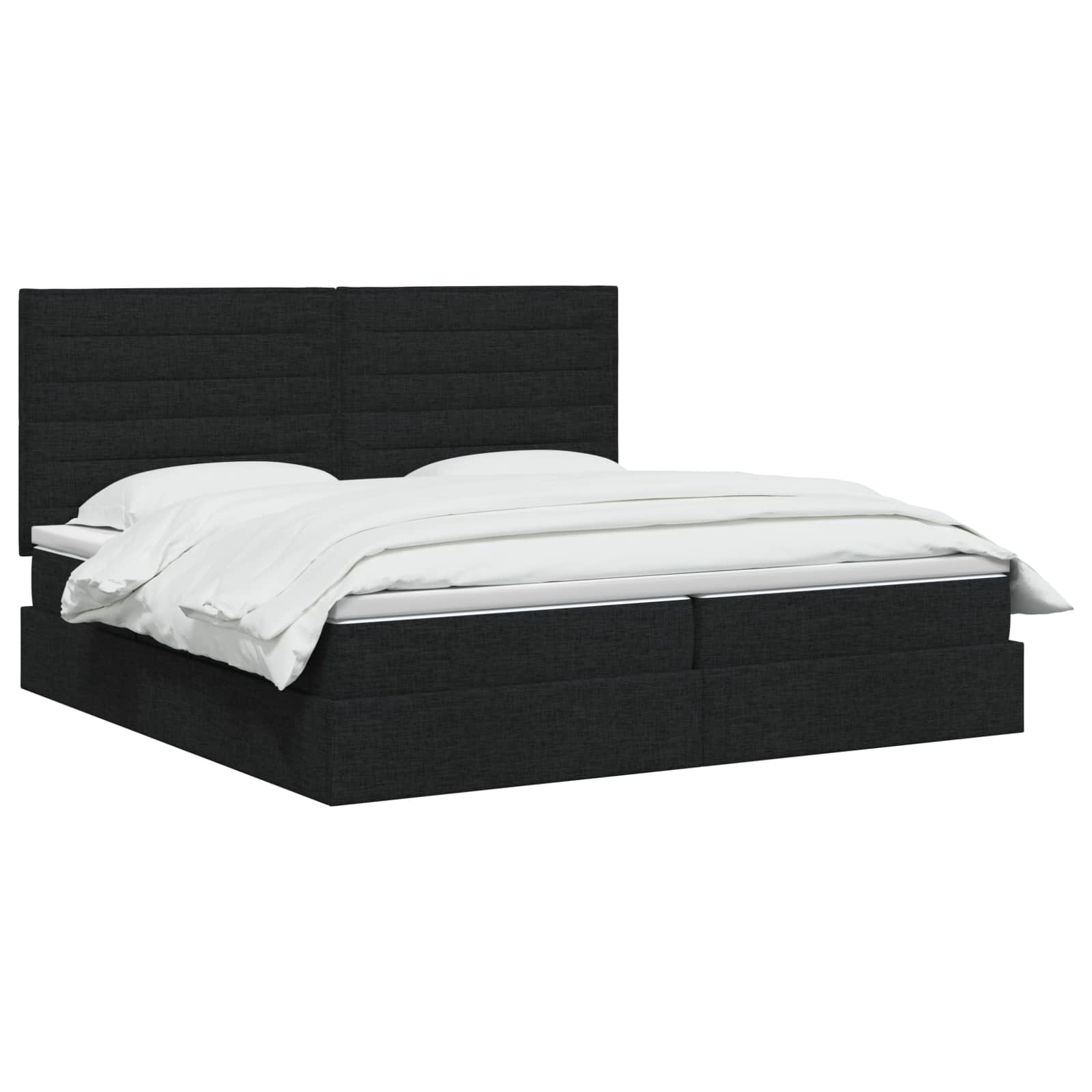 Opslag bed met matras met hoofdeinde Zwart 200 x 200 cm Stof – afbeelding 2