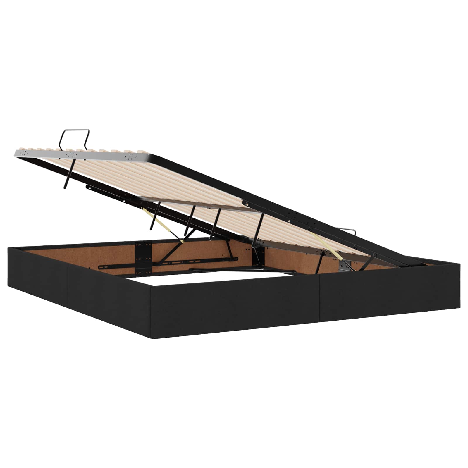 Opslag bed met matras met hoofdeinde Zwart 200 x 200 cm Stof – afbeelding 4
