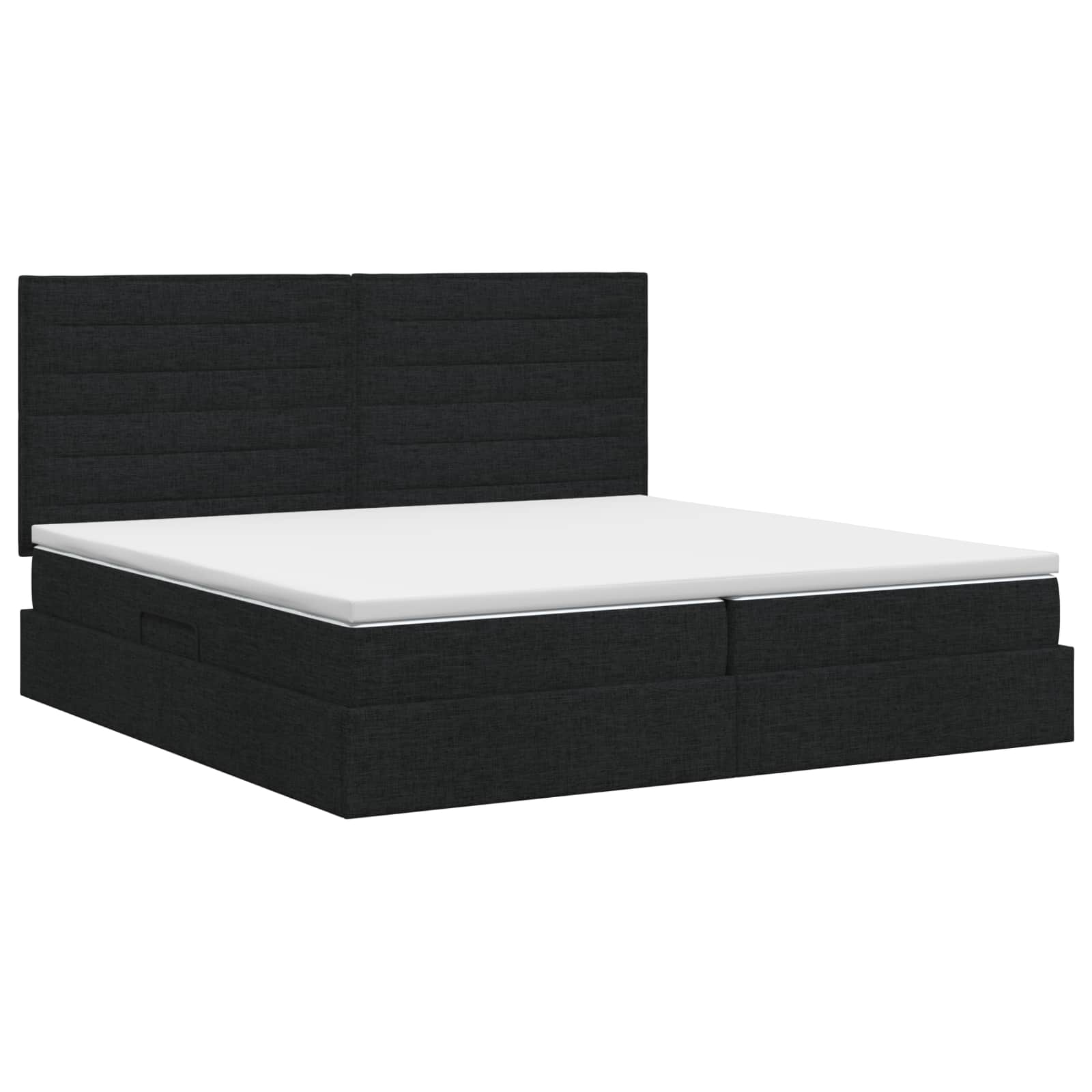 Opslag bed met matras met hoofdeinde Zwart 200 x 200 cm Stof – afbeelding 7