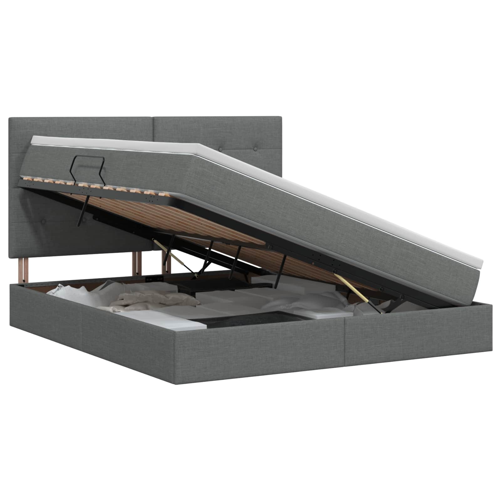 Opslag bed met matras met opslag Donkergrijs 140 x 200 cm Stof – afbeelding 1