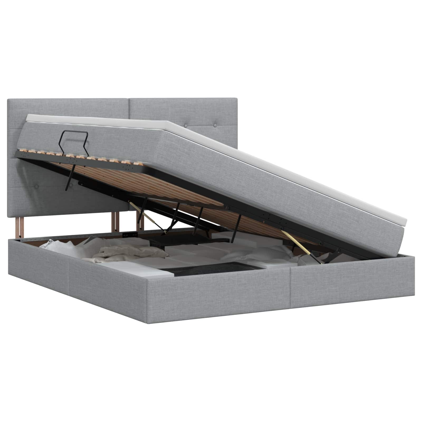 Opslag bed met matras met opslag Lichtgrijs 160 x 200 cm Stof – afbeelding 1