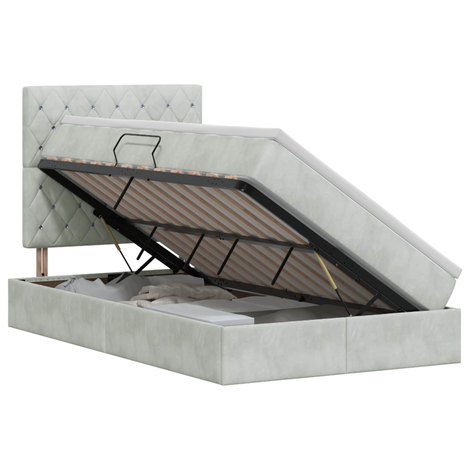 Opslag bed met matras Lichtgrijs 120 x 200 cm Fluweel