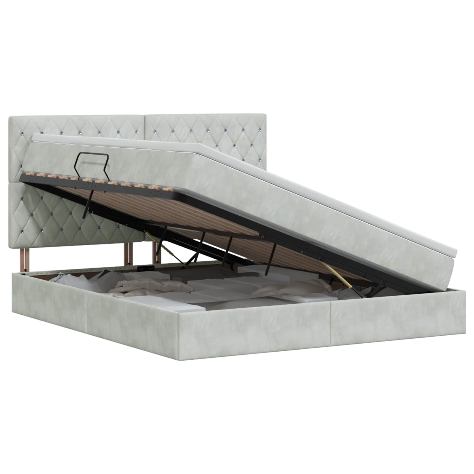 Opslag bed met matras Lichtgrijs 140 x 200 cm Fluweel