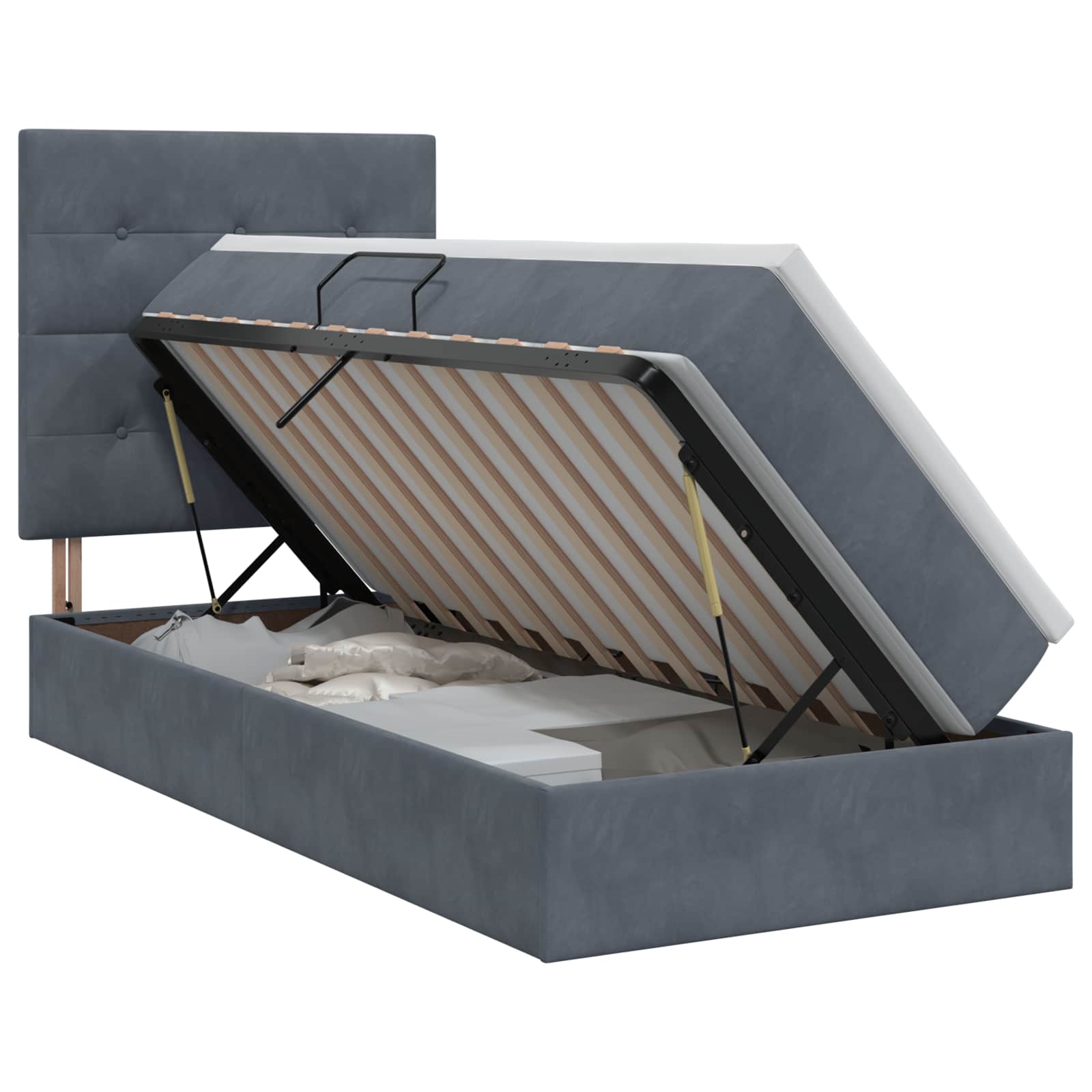 Opslag bed met matras Donkergrijs 90 x 200 cm Fluweel