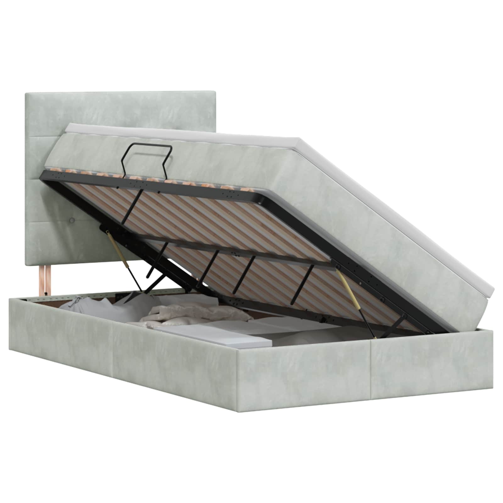 Opslag bed met matras Lichtgrijs 120 x 200 cm Fluweel – afbeelding 1