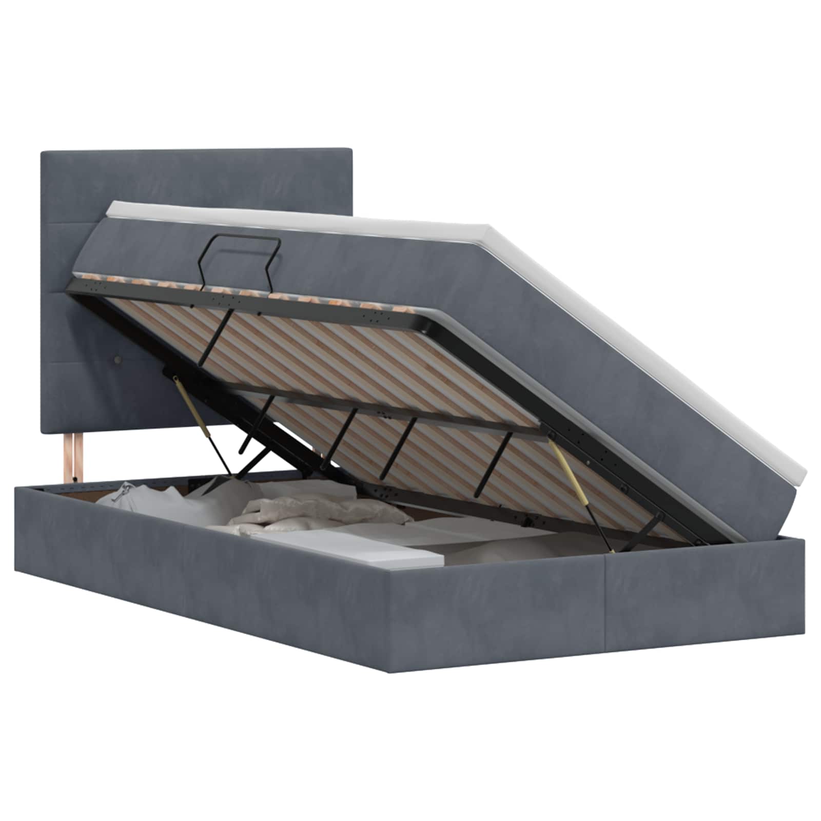 Opslag bed met matras Donkergrijs 120 x 200 cm Fluweel