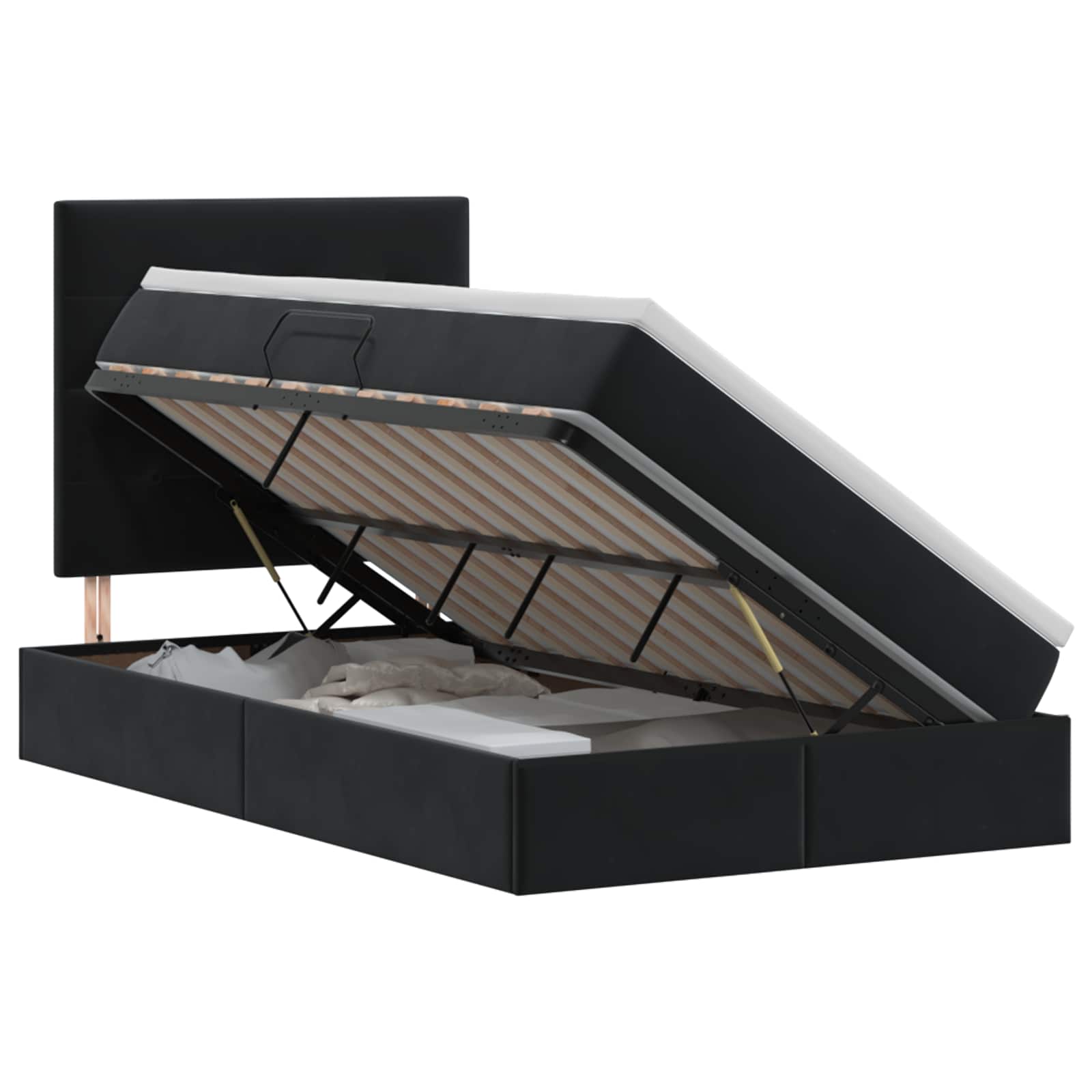 Opslag bed met matras met hoofdeinde Zwart 120 x 200 cm Fluweel