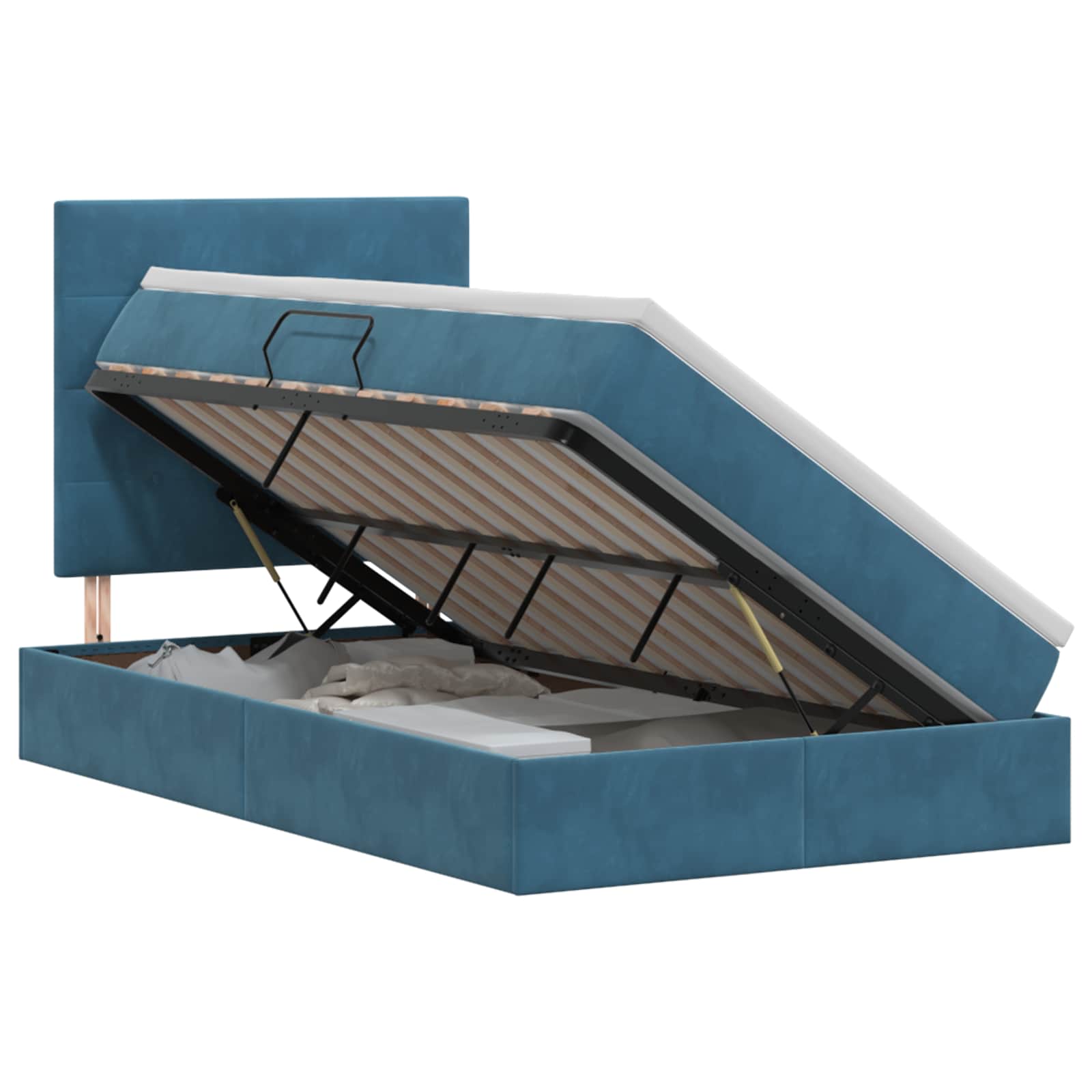 Opslag bed met matras Donkerblauw 120 x 200 cm Fluweel