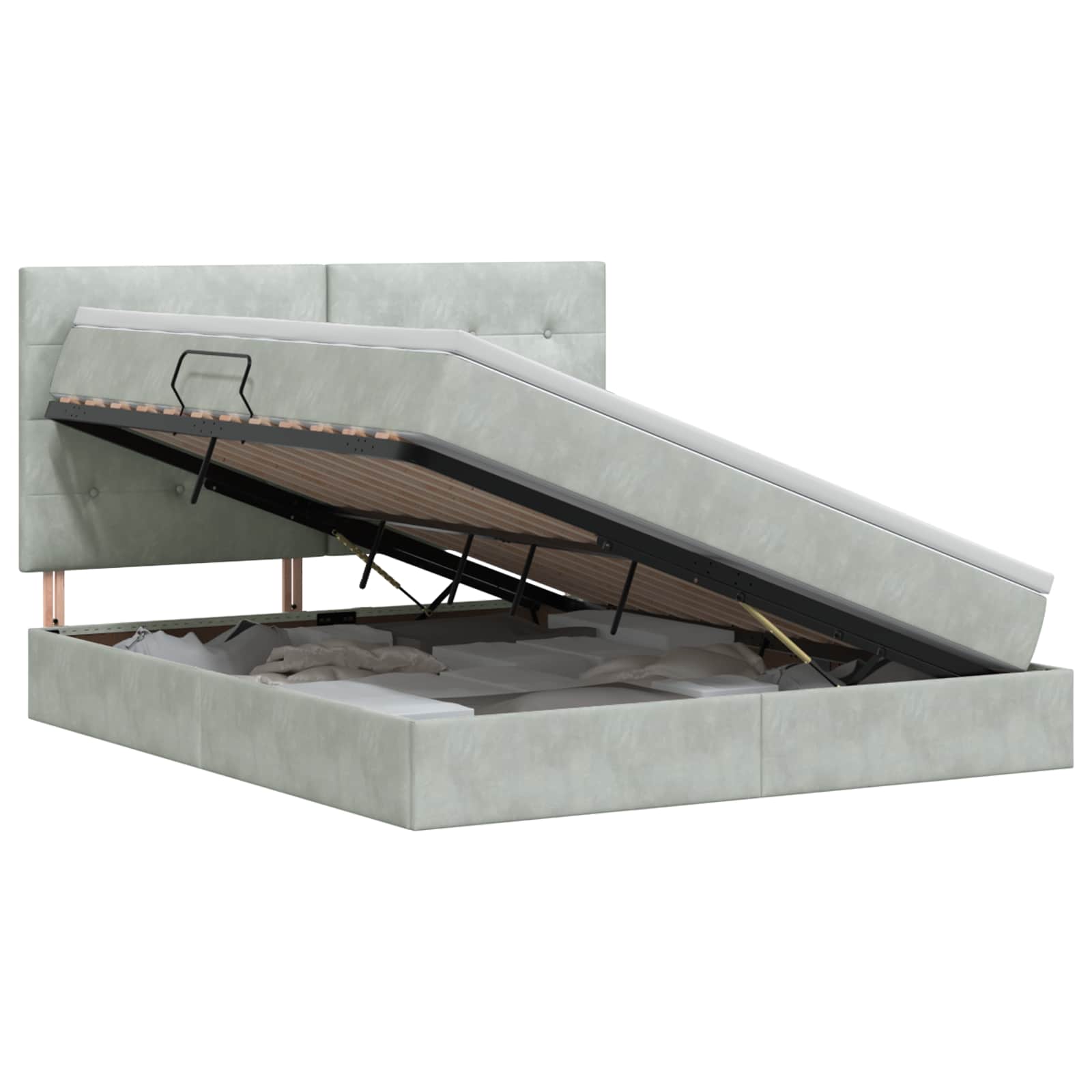 Opslag bed met matras Lichtgrijs 140 x 190 cm Fluweel