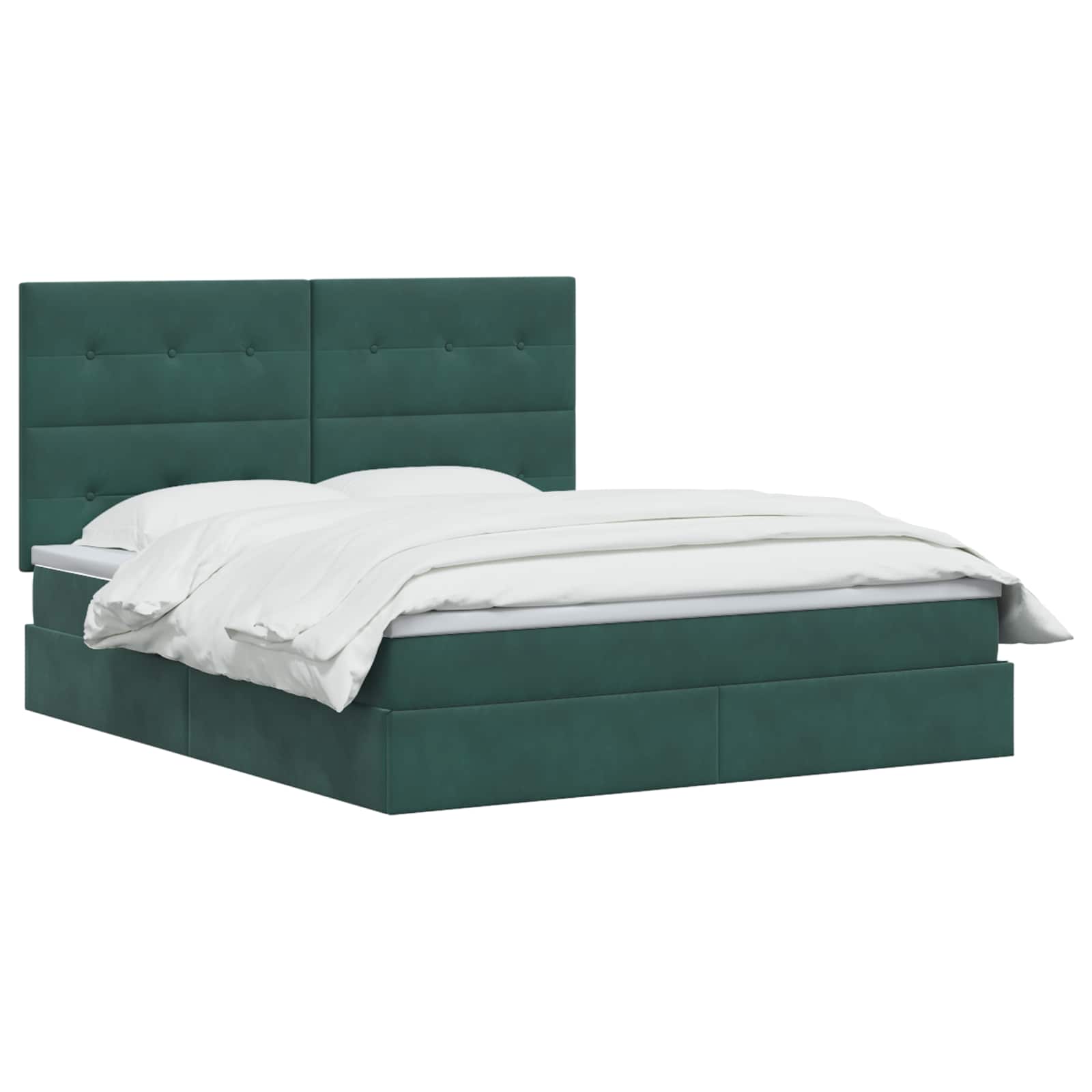 Opslag bed met matras Donkergroen 160 x 200 cm Fluweel – afbeelding 2