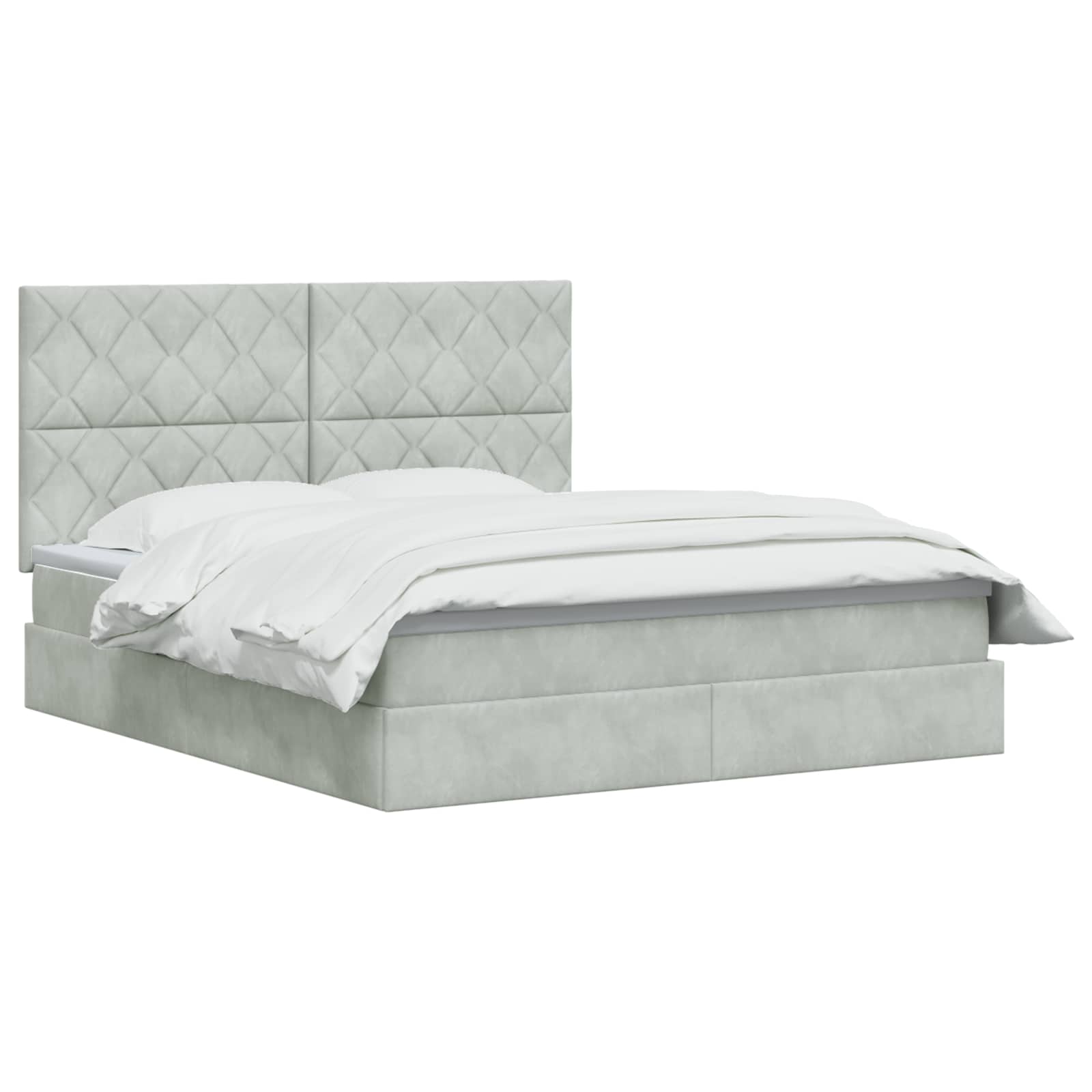 Opslag bed met matras Lichtgrijs 140 x 200 cm Fluweel – afbeelding 2