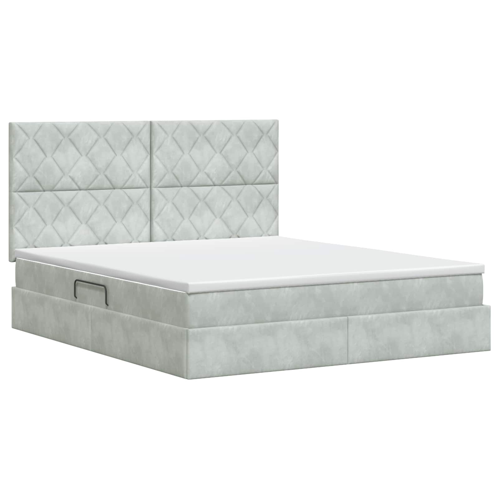 Opslag bed met matras Lichtgrijs 140 x 200 cm Fluweel – afbeelding 7