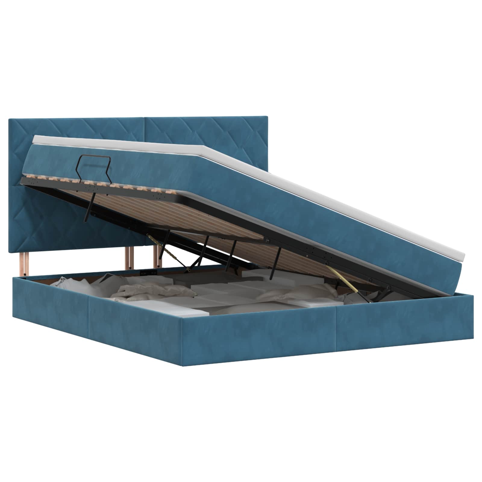 Opslag bed met matras Donkerblauw 180 x 200 cm Fluweel