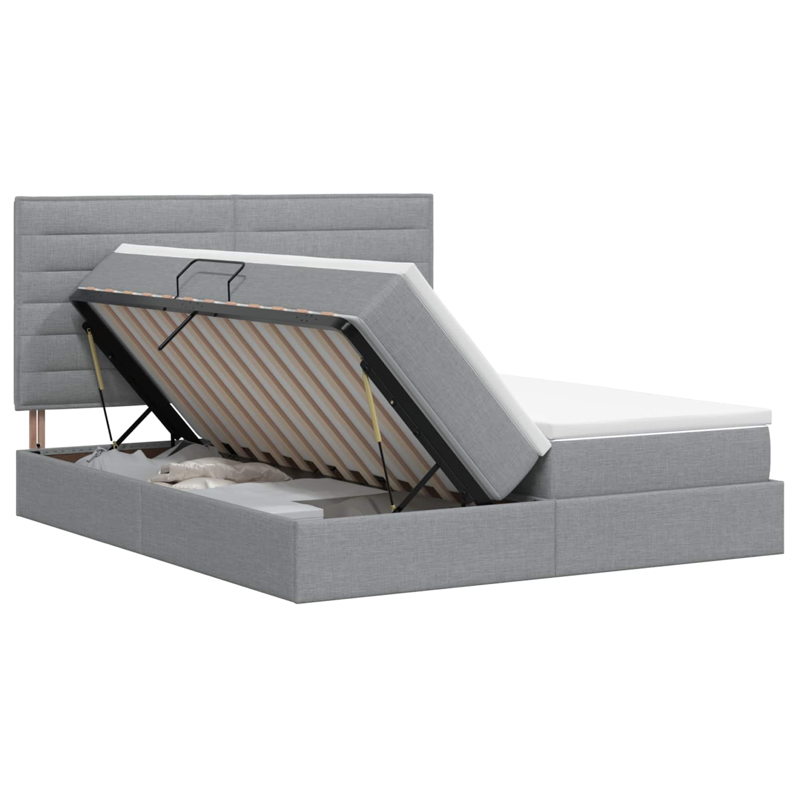 Opslag bed met hoofdeinde Lichtgrijs 200 x 200 cm Stof – afbeelding 1