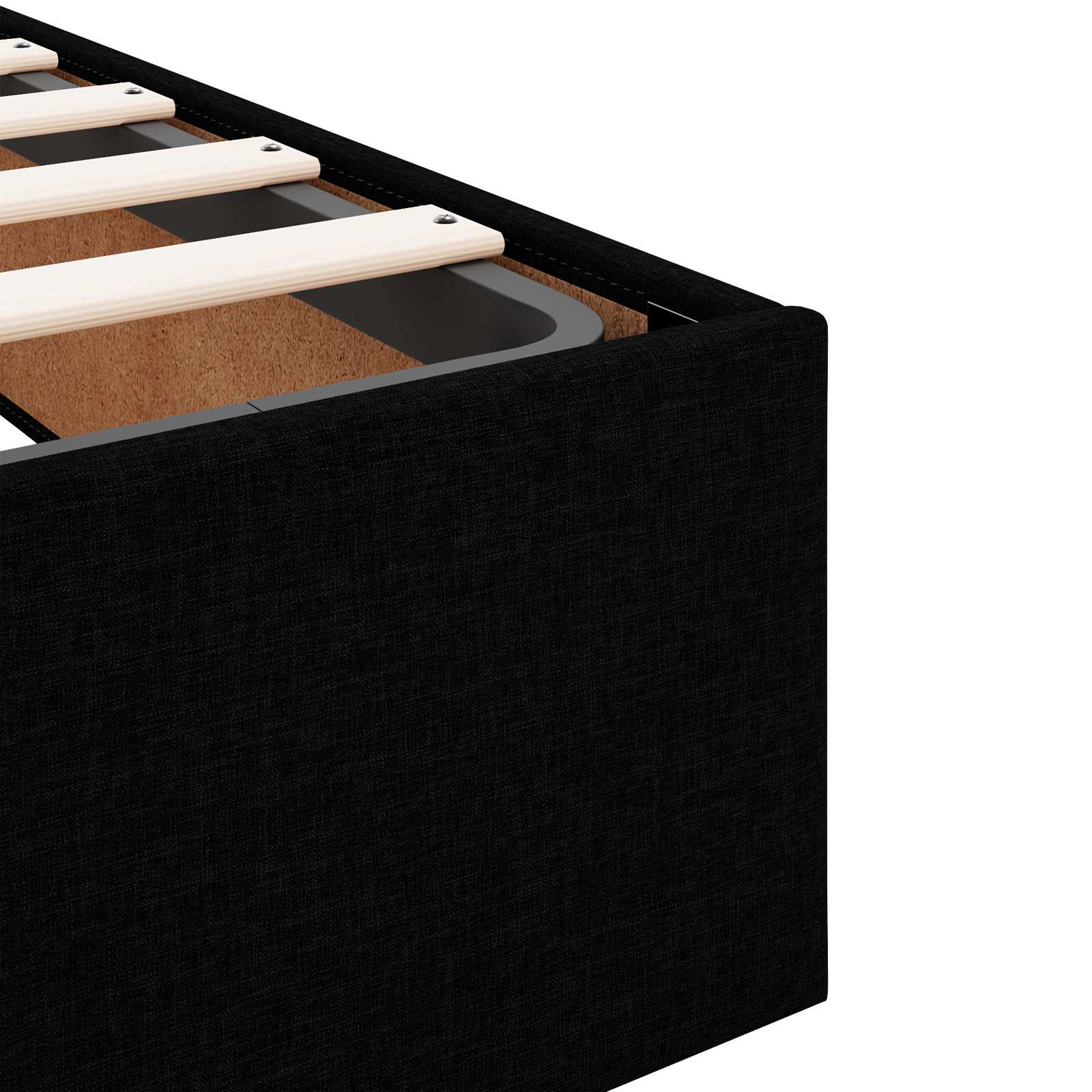 Opslag bed met hoofdeinde met opslag Zwart 200 x 200 cm Stof – afbeelding 10