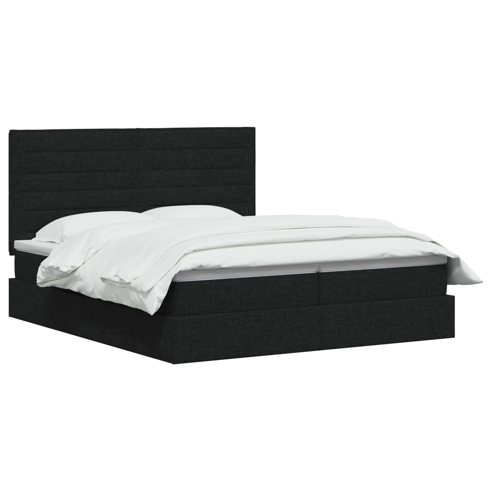 Opslag bed met hoofdeinde met opslag Zwart 200 x 200 cm Stof – afbeelding 2