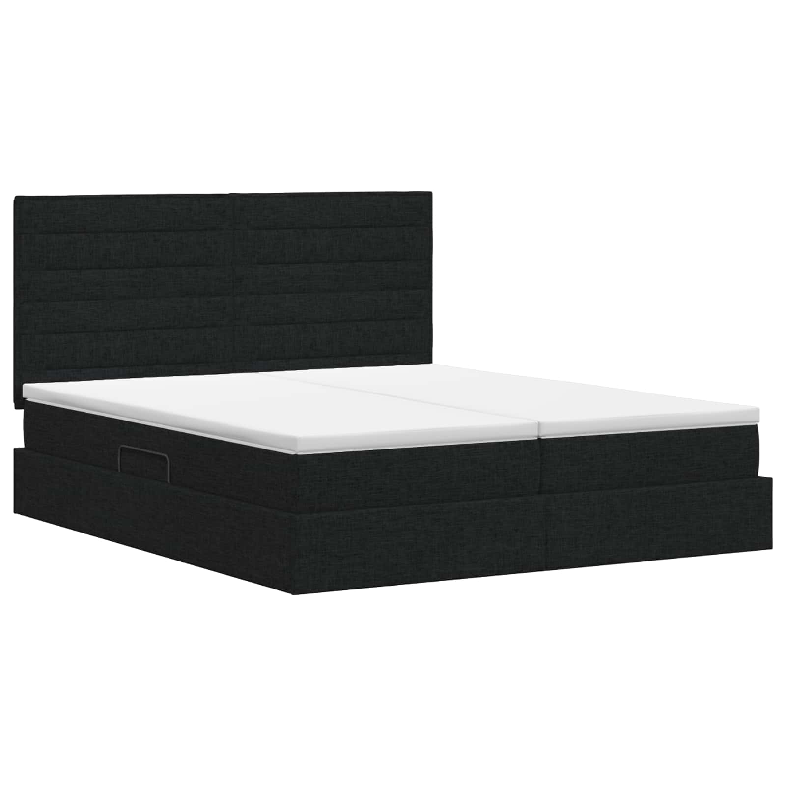 Opslag bed met hoofdeinde met opslag Zwart 200 x 200 cm Stof – afbeelding 7
