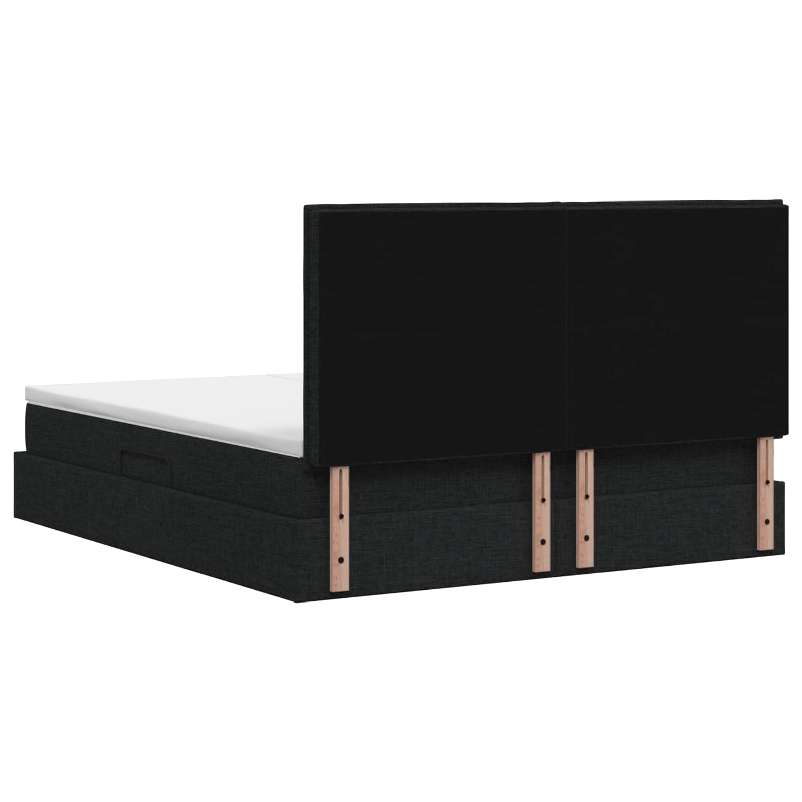 Opslag bed met hoofdeinde met opslag Zwart 200 x 200 cm Stof – afbeelding 8
