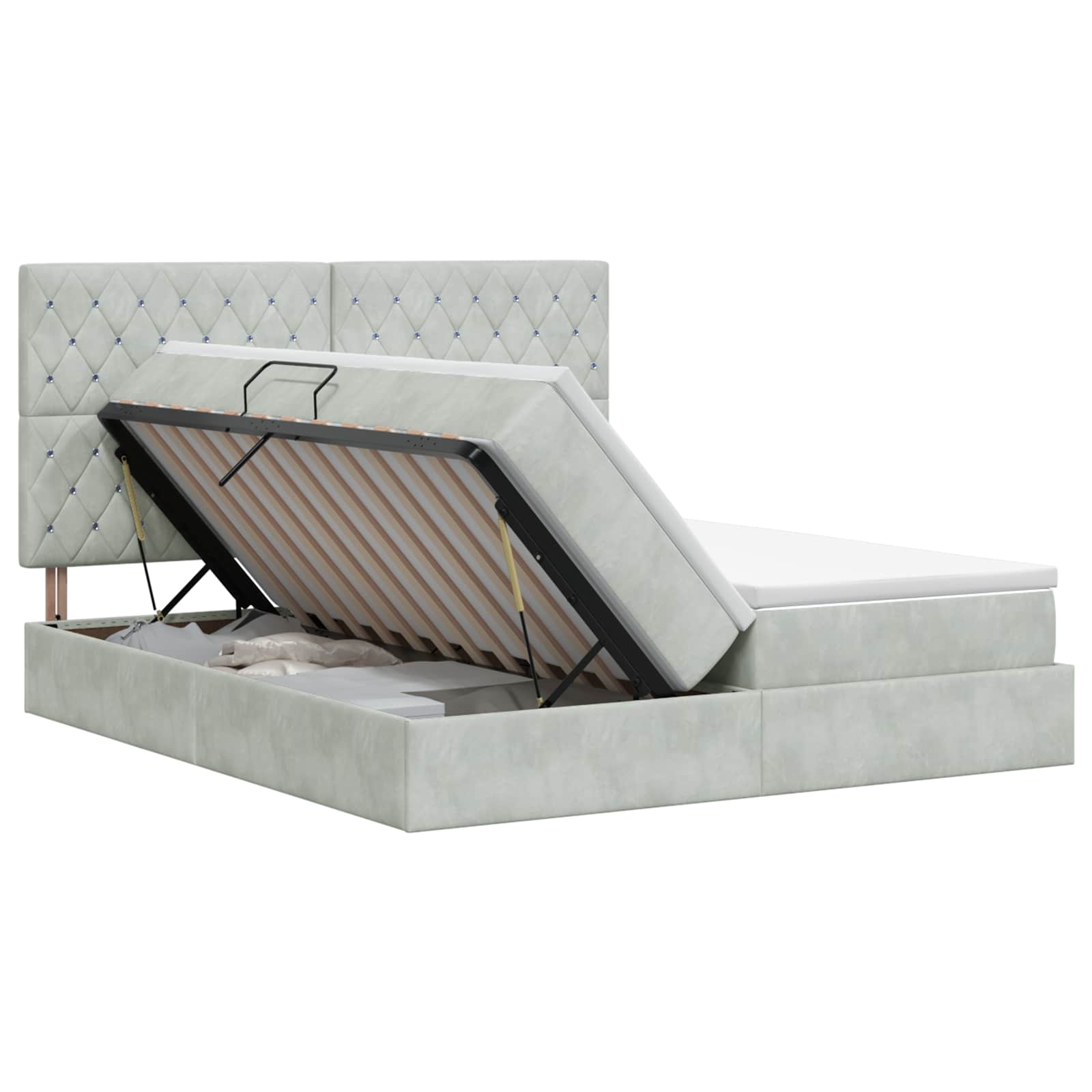 Opslag bed met hoofdeinde Lichtgrijs 200 x 200 cm Fluweel