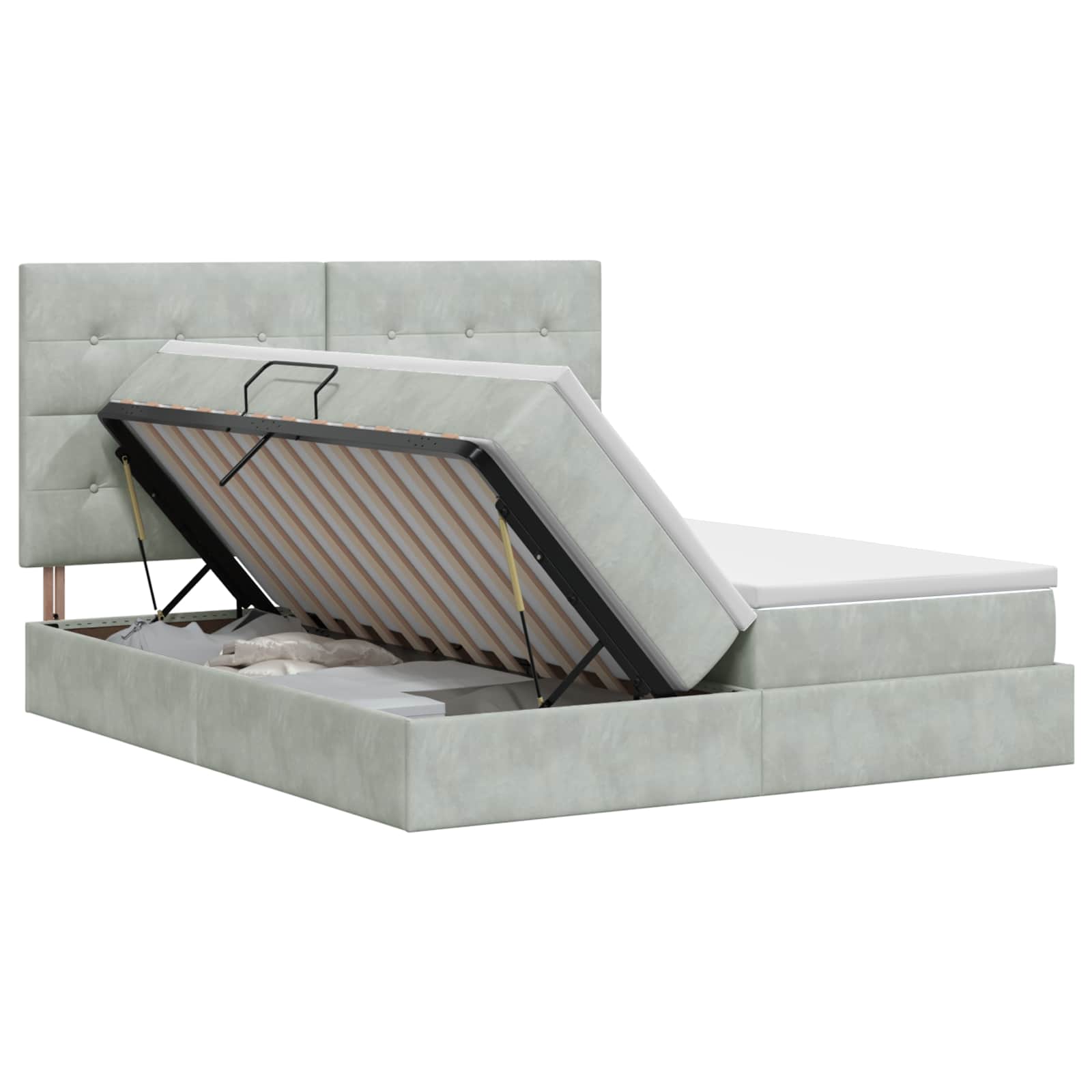 Opslag bed met hoofdeinde Lichtgrijs 200 x 200 cm Fluweel