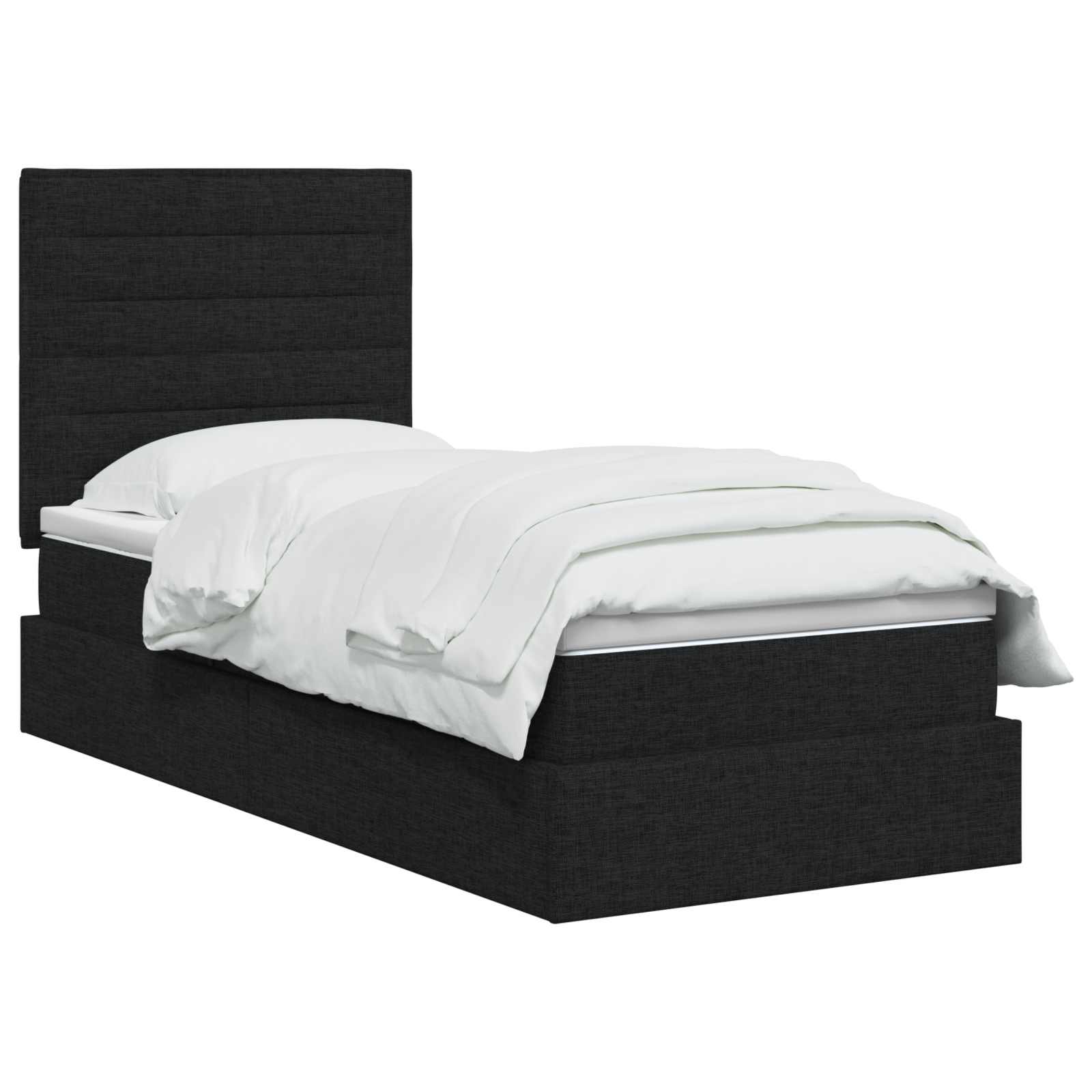 LED Opslagbed met Matras Zwart 100 x 200 cm Stof – afbeelding 2