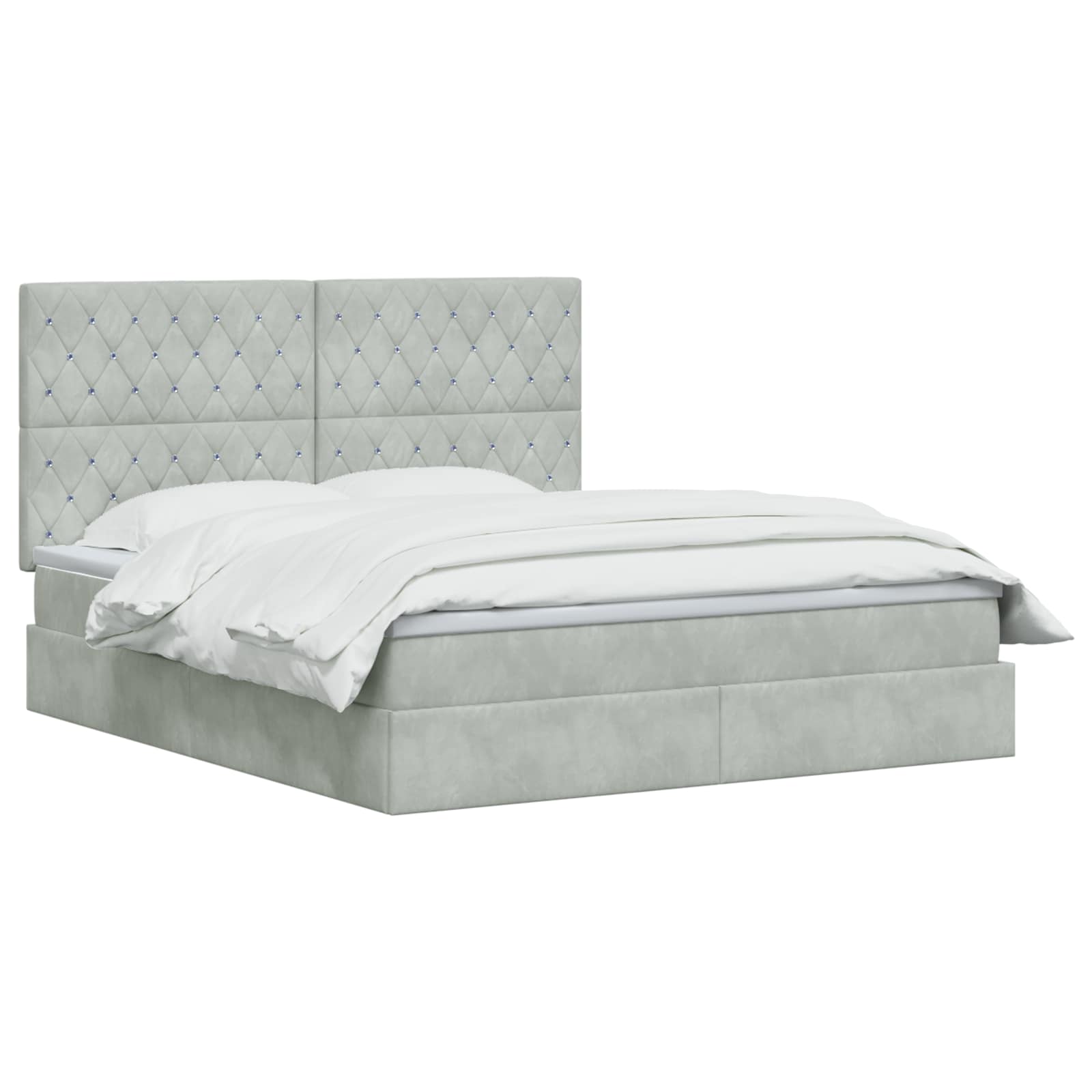 LED Opslagbed met Matras Lichtgrijs 160 x 200 cm Fluweel – afbeelding 2