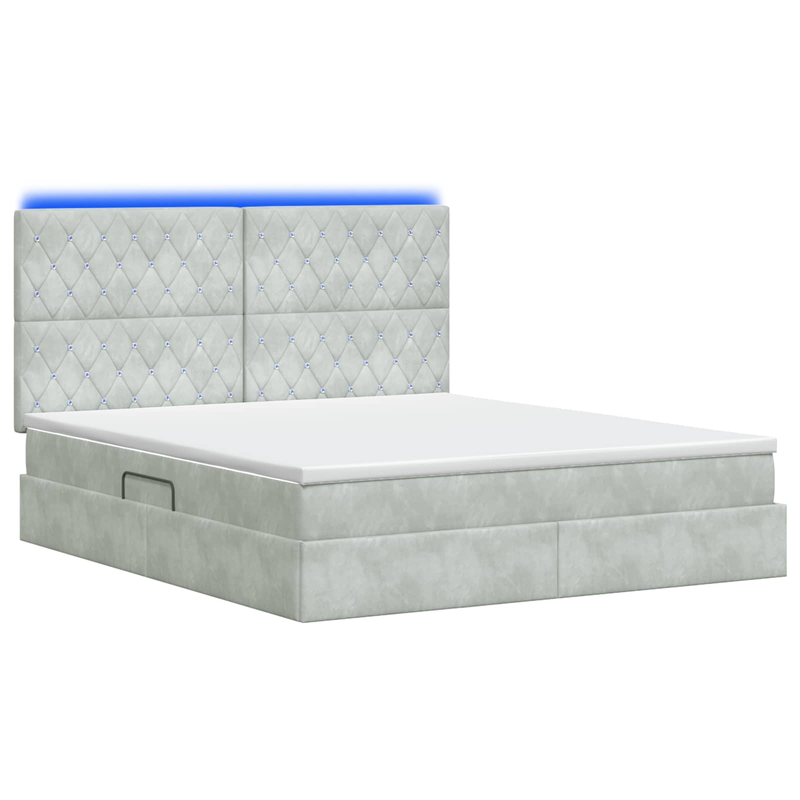 LED Opslagbed met Matras Lichtgrijs 160 x 200 cm Fluweel – afbeelding 7
