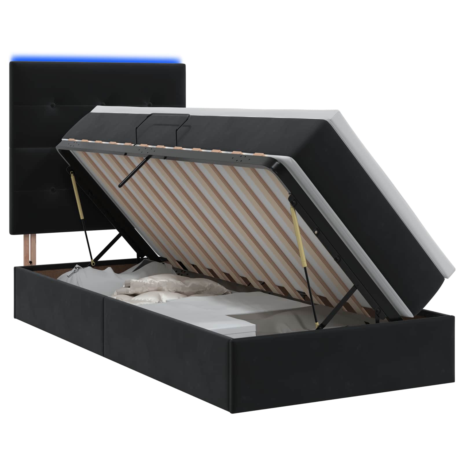 LED Opslagbed met Matras Zwart 100 x 200 cm Fluweel