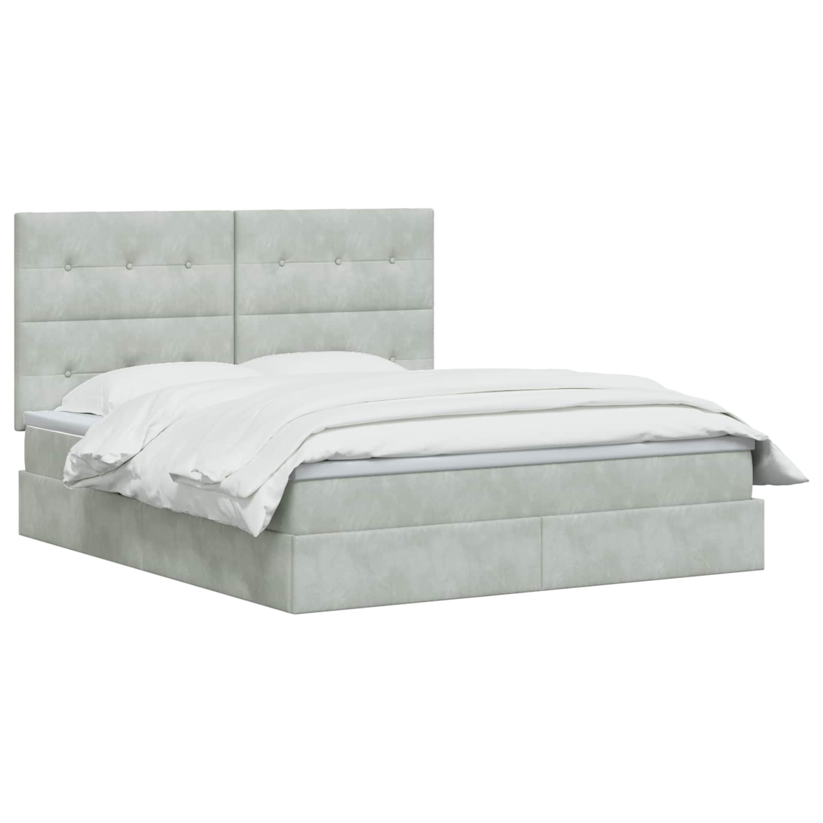 LED Opslagbed met Matras Lichtgrijs 140 x 200 cm Fluweel – afbeelding 2