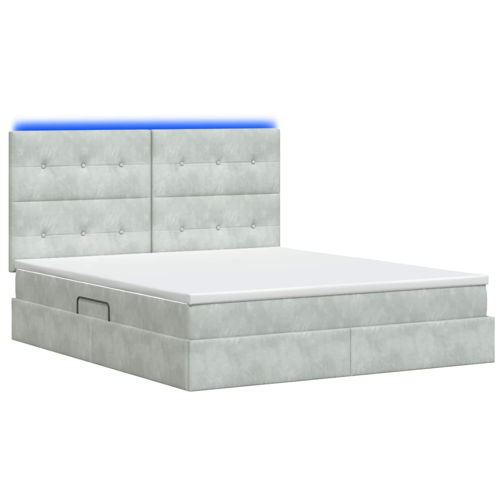 LED Opslagbed met Matras Lichtgrijs 140 x 200 cm Fluweel – afbeelding 7