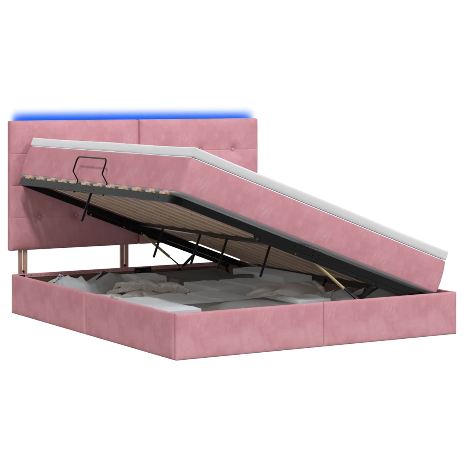 LED Opslagbed met Matras Roze 180 x 200 cm Fluweel