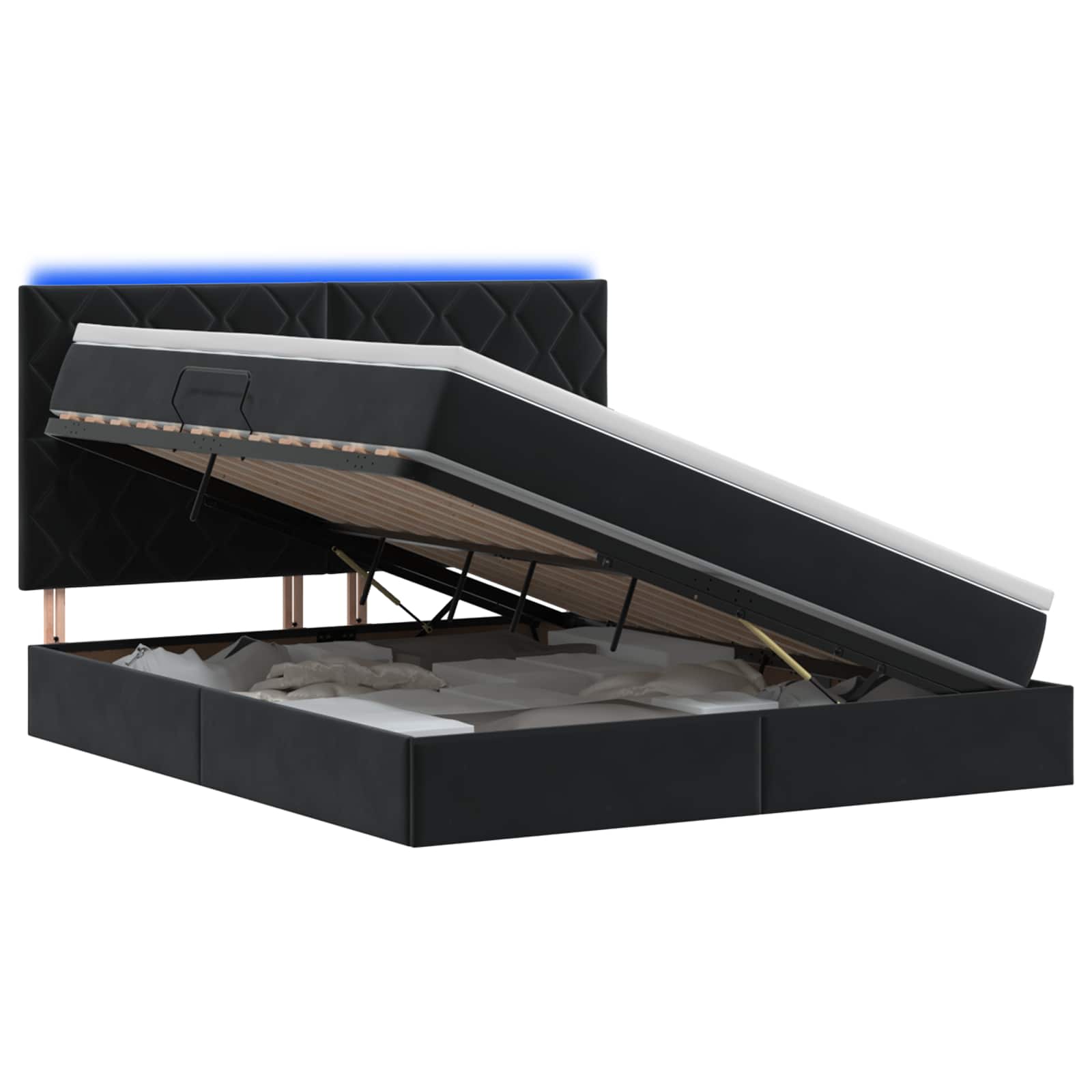 LED Opslagbed met Matras Zwart 140 x 200 cm Fluweel