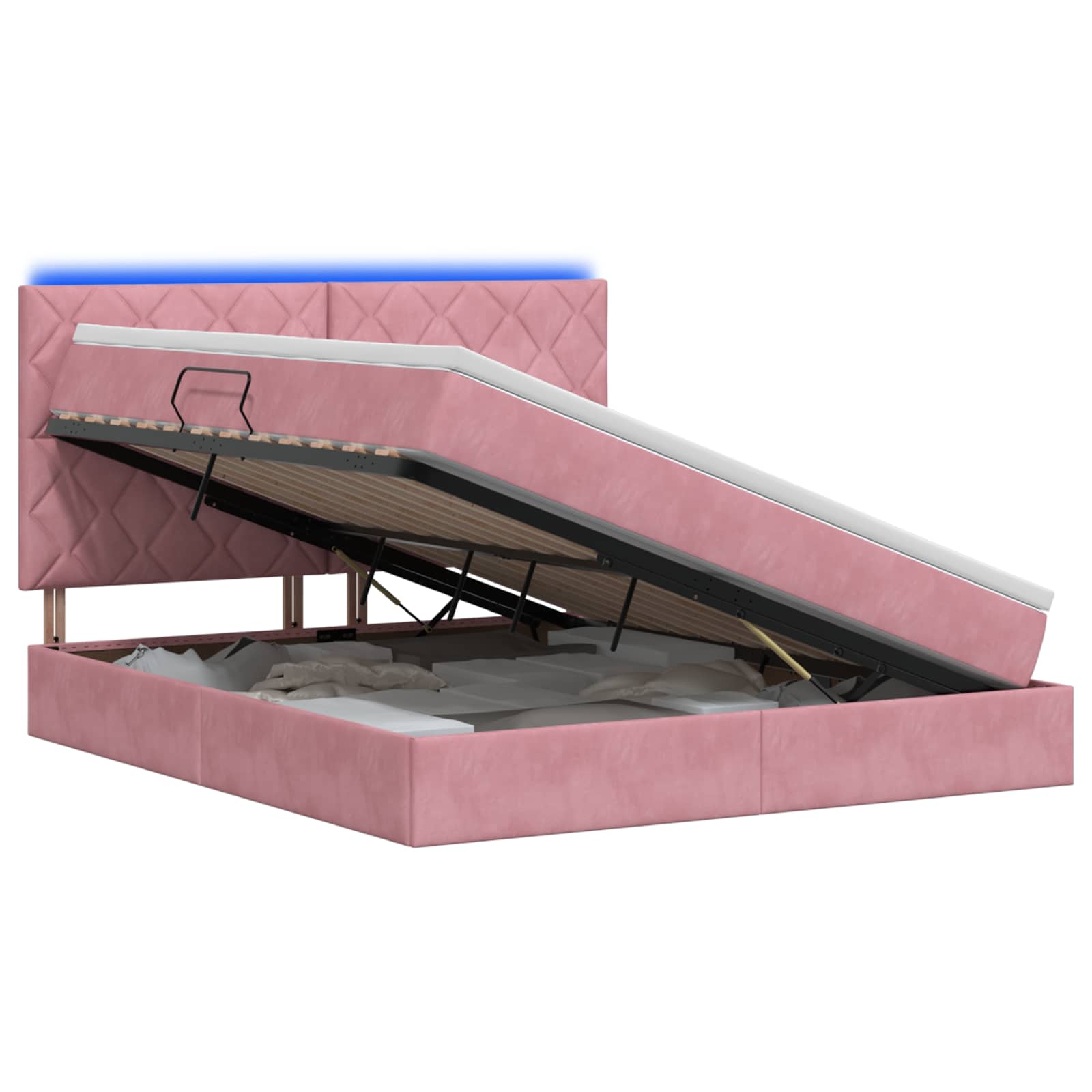 LED Opslagbed met Matras Roze 180 x 200 cm Fluweel – afbeelding 1