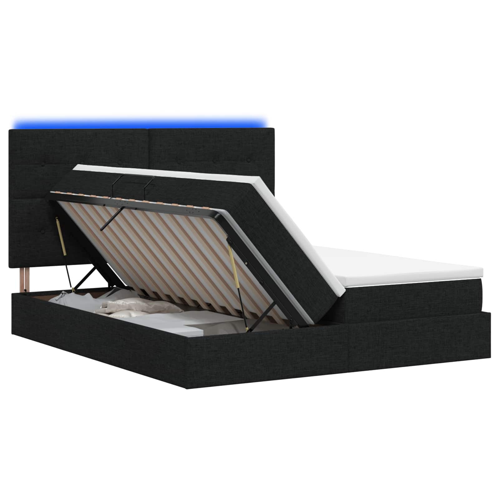 LED Opslagbed met Matras Zwart 180 x 200 cm Stof