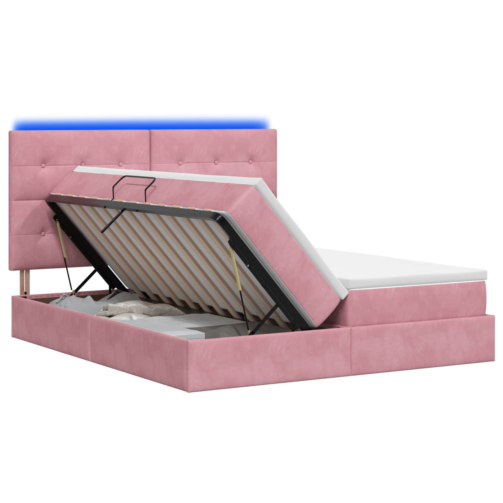 LED Opslagbed met Matras Roze 180 x 200 cm Fluweel – afbeelding 1