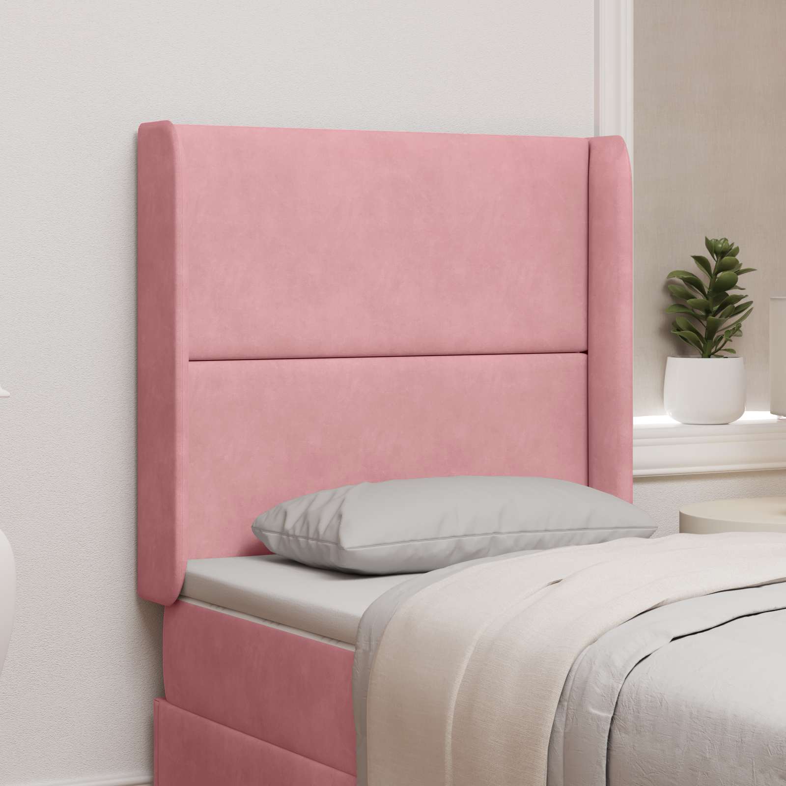 Hoofdbord oor Roze 80 x 16 x 4 cm Fluweel – afbeelding 1