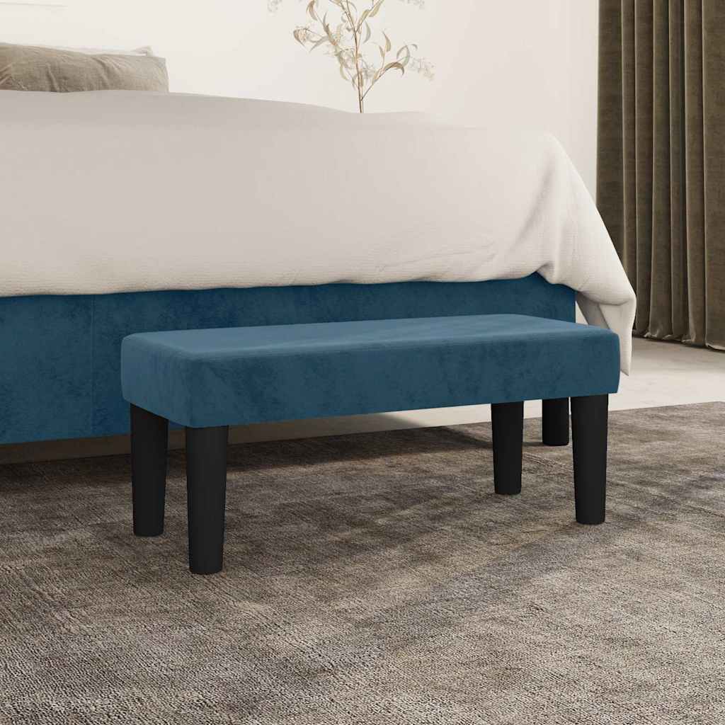 Bankje 70x30x30 cm fluweel donkerblauw – afbeelding 1