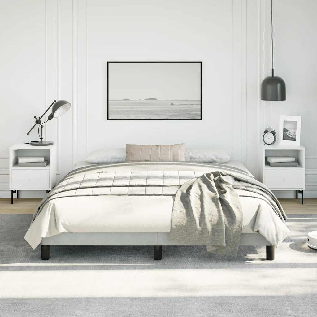 Bedframe zonder matras lichtgrijs 152x203 cm Queen fluweel – afbeelding 4