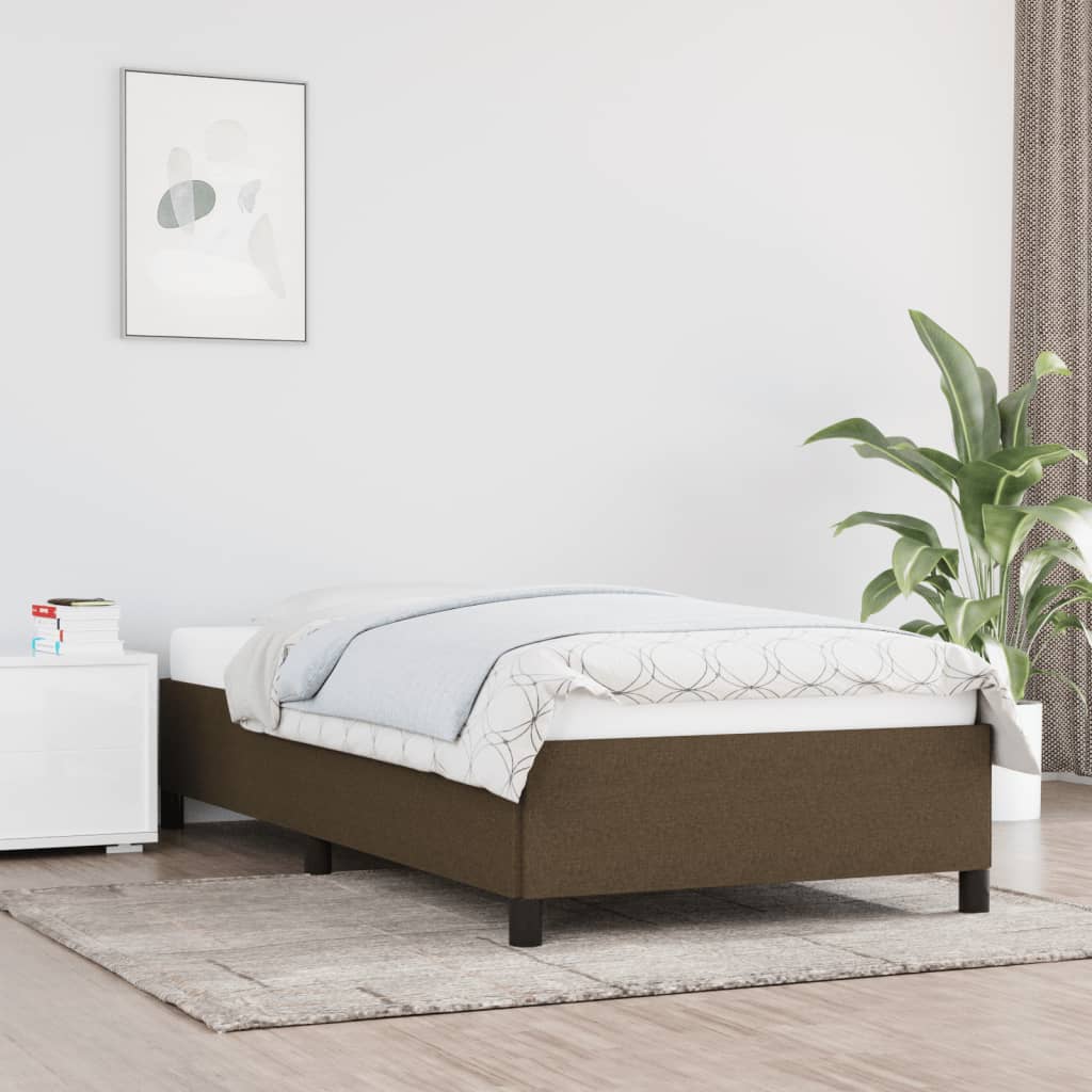 Bedframe zonder matras 80x200 cm stof donkerbruin – afbeelding 1