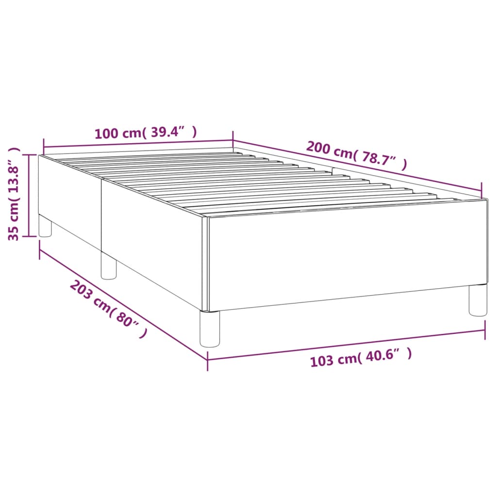 Bedframe zonder matras 100x200 cm stof donkerbruin – afbeelding 9