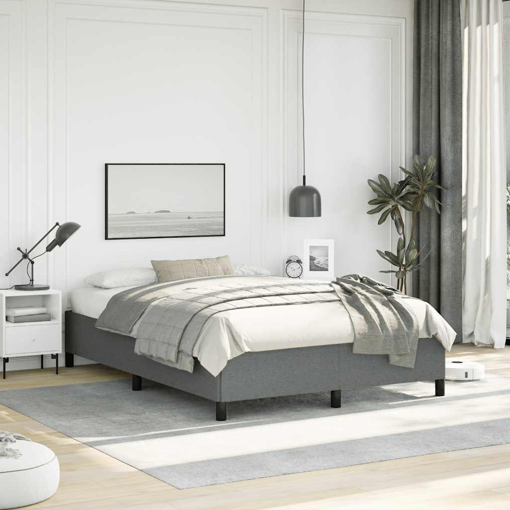 Bedframe zonder matras donkergrijs 137x190 cm stof – afbeelding 1