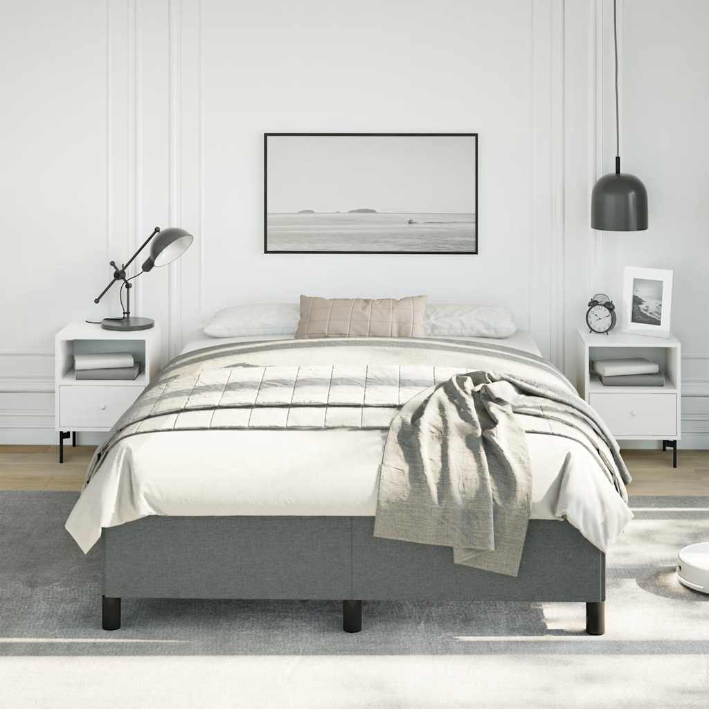 Bedframe zonder matras donkergrijs 137x190 cm stof – afbeelding 3