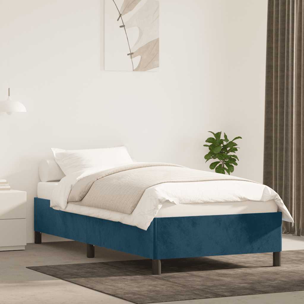 Bedframe zonder matras 80x200 cm fluweel donkerblauw – afbeelding 1