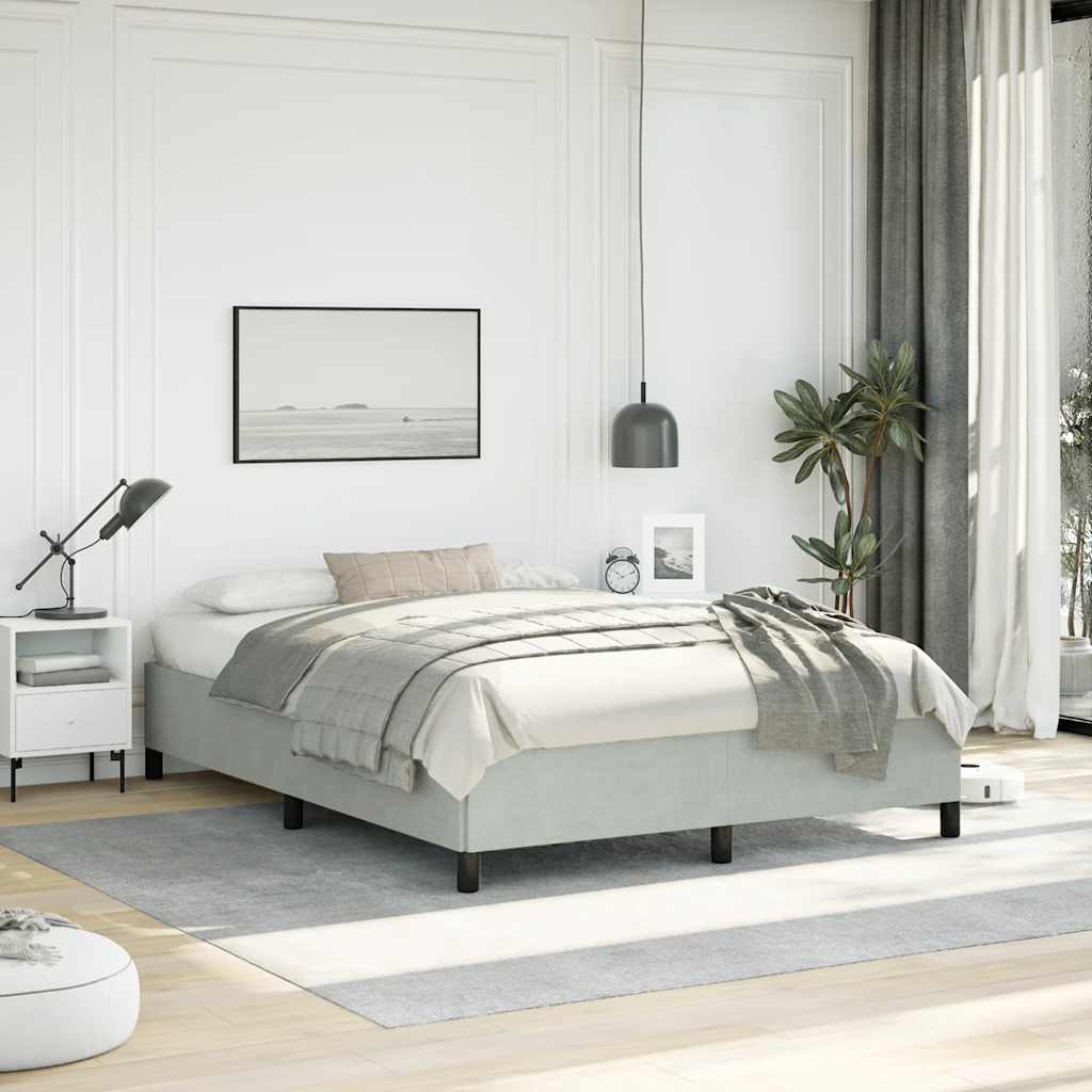 Bedframe zonder matras lichtgrijs 137x190 cm volledig fluweel – afbeelding 1