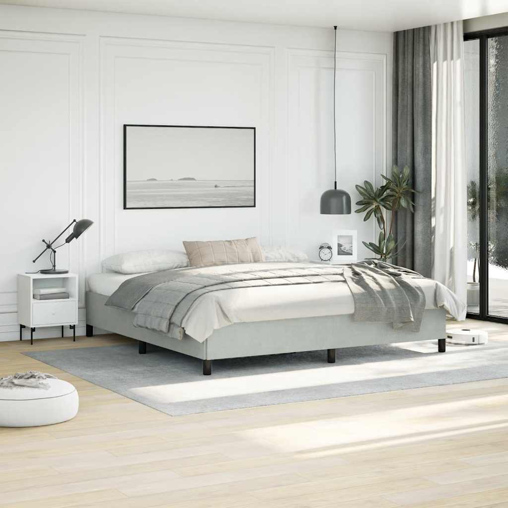 Bedframe zonder matras lichtgrijs 193x203 cm kingsize fluweel – afbeelding 1