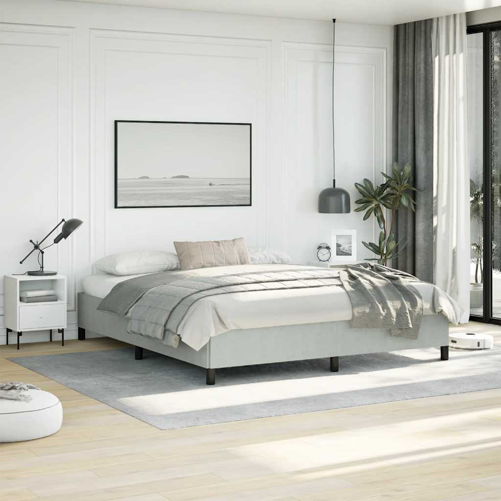 Bedframe zonder matras lichtgrijs California King fluweel – afbeelding 1