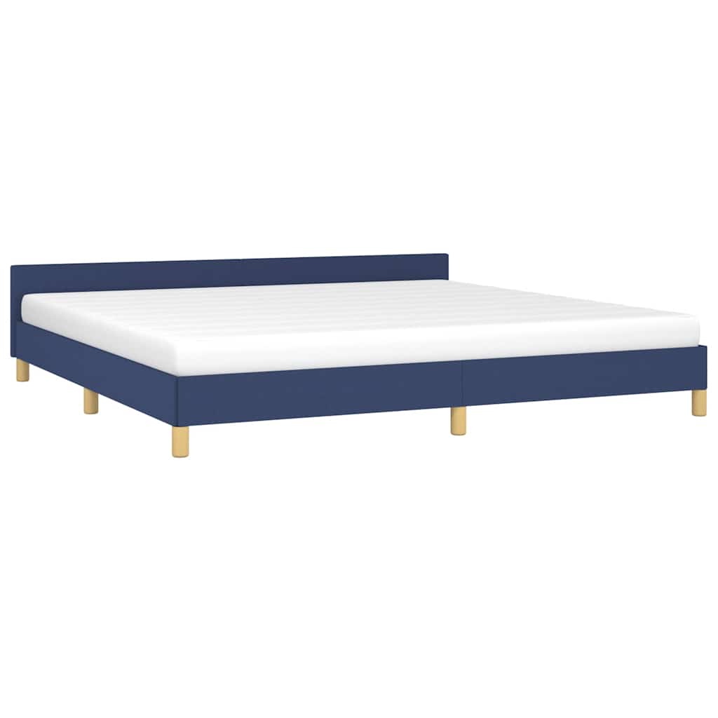 Bedframe met hoofdeinde zonder matras 200x200 cm stof blauw – afbeelding 3